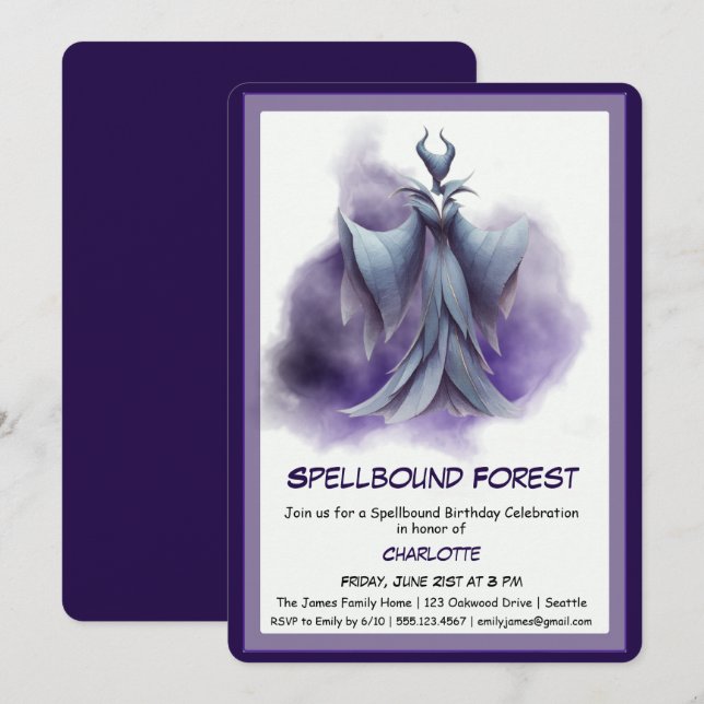 Spellbound Forest – Dark Fairy Birthday Party  Inbjudningar (Fram/baksida)