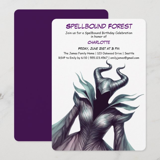 Spellbound Forest – Dark Fairy Birthday Party  Inbjudningar (Fram/baksida)