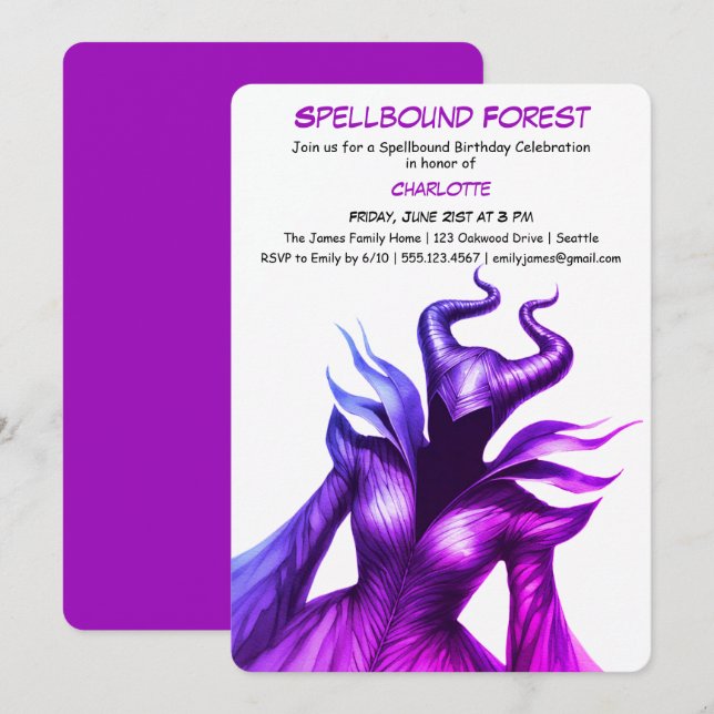 Spellbound Forest – Dark Fairy Birthday Party  Inbjudningar (Fram/baksida)