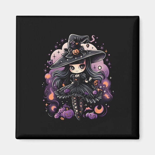 Spellbound Spirits Halloween Witch Art Art Magnet (Framsidan)