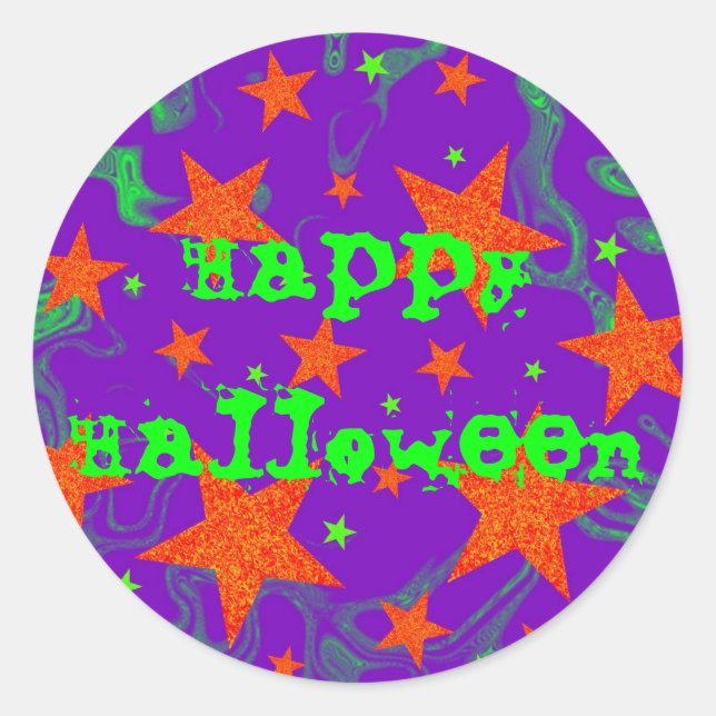 Spellbunden dekal "Happy halloween" Runt Klistermärke (Framsida)
