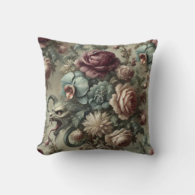 Spellhound - Gothic Blommigt Baroque Dekorativ kud Kudde (Framsida)