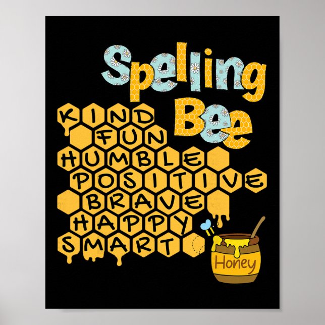 Spelling Bee Snäll Positiv Vänlighet Kvinnor Rolig Poster (Framsidan)