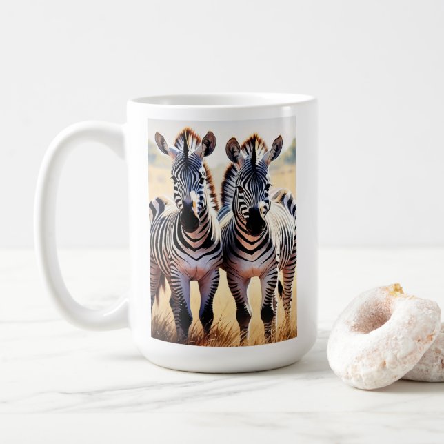 Spelliva Zebröder Färgfull Safari Inspired Art Kaffemugg (Med munk)