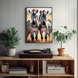 Spelliva Zebröder Färgfull Safari Inspired Art Poster