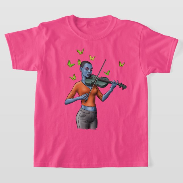 Spelman Dreamscape - Girl and Butterflies T Shirt (Laydown)