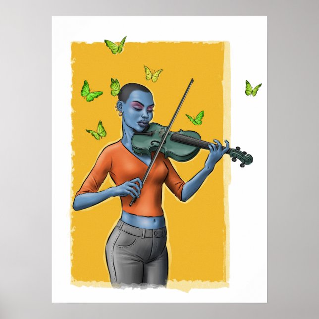 Spelman Girl - Surreal Violin Art Poster (ingen te (Framsidan)