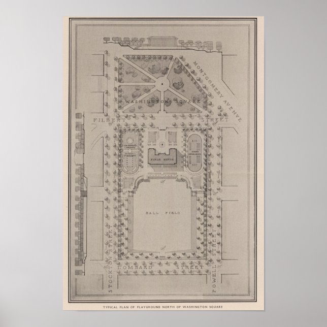 Spelmark, Washington Square, San Francisco Poster (Framsidan)