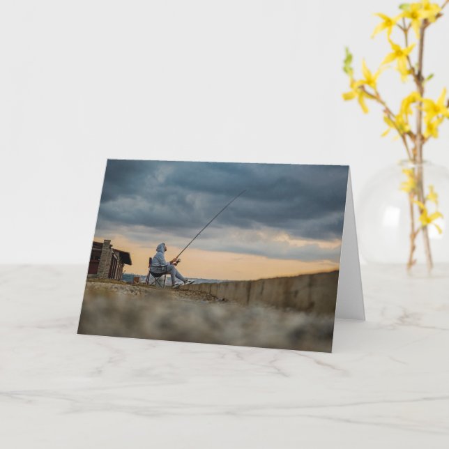Spelminnen Din Egen Fiskeäventyr-Foto Kort (Gul blomma)