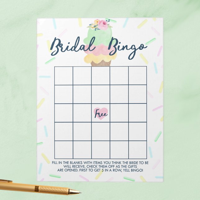 Spelpaket för Möhippan Ice Cream Gift Bingo  Anteckningsblock (Bridal Bingo Ice Cream Scooped Up Bridal Shower Game Pack of 40 Answer Sheets)