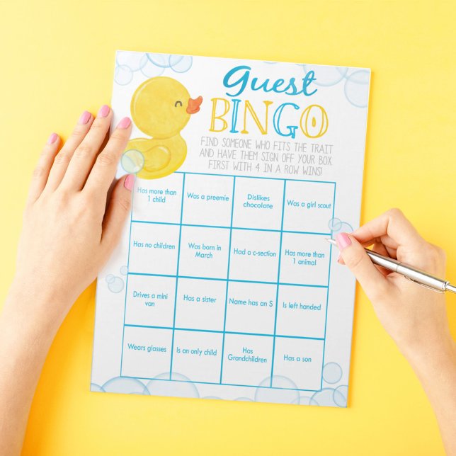 Spelpaket för Rubber Anka Guest Bingo Baby Shower  Anteckningsblock (Guest Bingo Watercolor Rubber Duck Baby Shower Game Pack of 40 Answer Sheets)