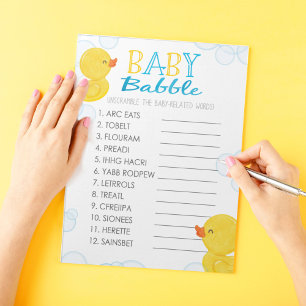 Spelpaketet Rubber Anka Ord Unscramble Baby Shower Anteckningsblock