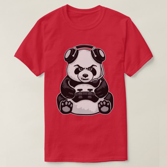 Spelpanda Funny Cute Bear Video Gamer T Shirt (Design framsida)