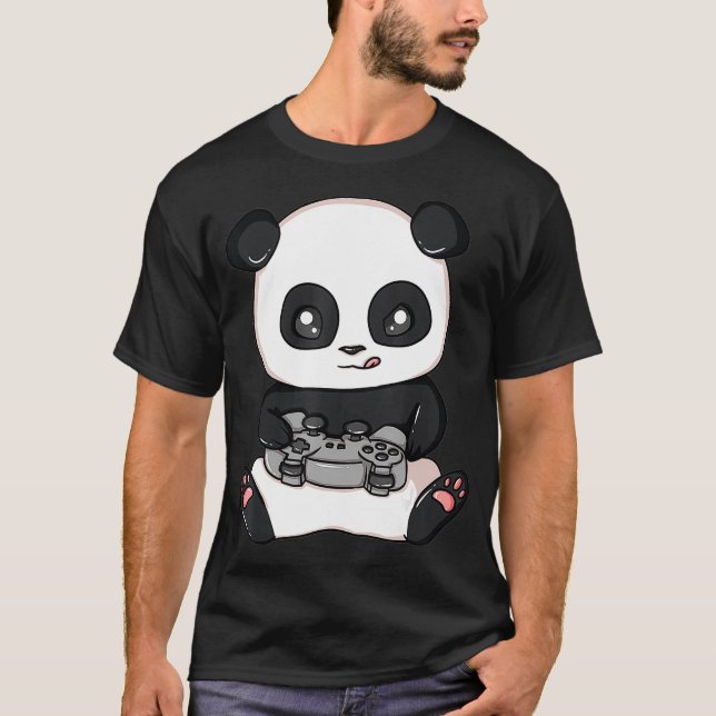 Spelpanda Pew Gamer spelar videospel T Shirt (Framsida)