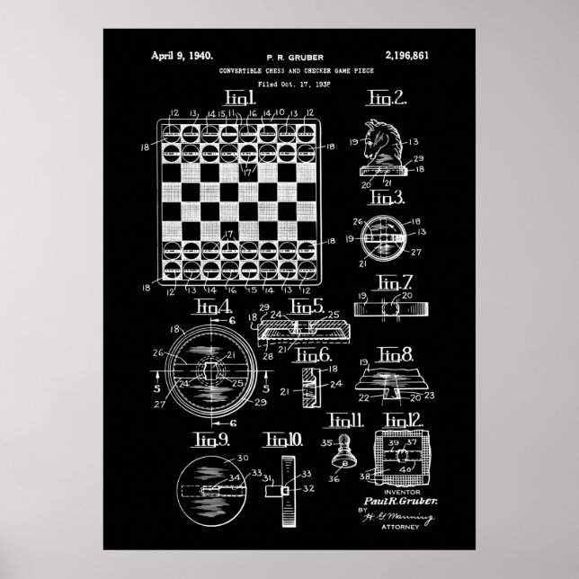 Spelpatent för schack och Checker Poster (Framsidan)