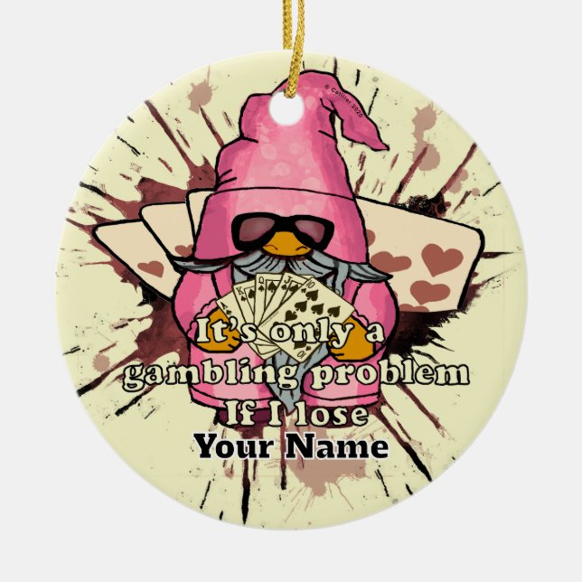 Spelproblemgnom Julgransprydnad Keramik (Framsidan)