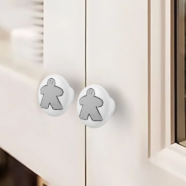 Spelrum för Cute Grått White Meeple Board Knopp (Skapare uppladdad)