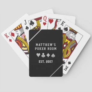 Spelrum för personlig Man Cave Card Namn Silver Casinokort