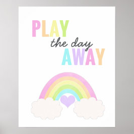Spelrummet spelar på dagen innan pastel Rainbow Poster