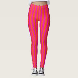 Spelsam Orange och Shock rosa Kvinnors träning i B Leggings