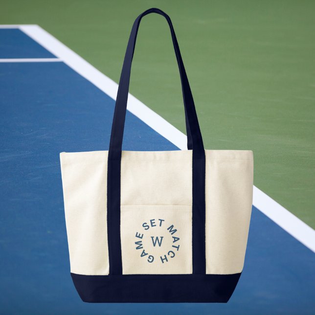 Spelset Match Blue Monogram Navy Trim Tennis Tygkasse (Skapare uppladdad)