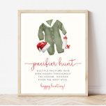 Spelsignatur för Nappar Hunt-matchen i julklapp Poster<br><div class="desc">Jul Baby Shower - Nappar Hunt Game Sign</div>