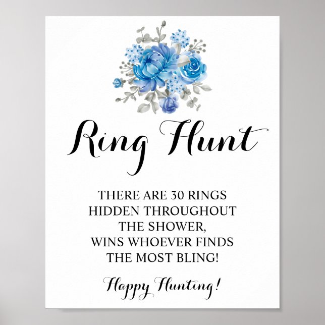 Spelsignatur för ring Hunt Blue Flower Möhippa Poster (Framsidan)