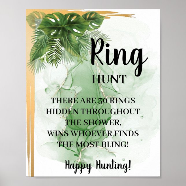 Spelsignatur för Tropical Handflatan Ring Hunt Möh Poster (Framsidan)