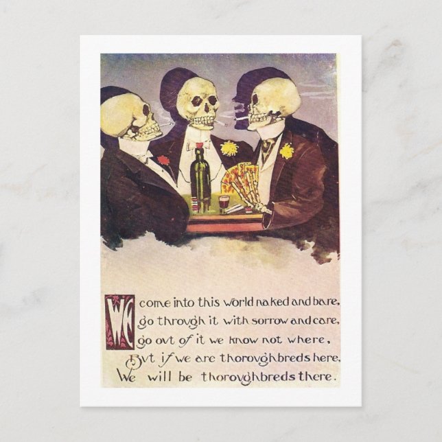 Spelskelett vintage bild vykort (Framsida)