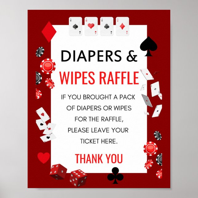 Spelskylt för Ace Casino Baby Shower Poster (Framsidan)