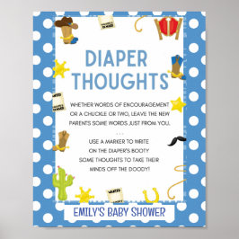 Spelskylt för Cute Blue Cowboy Baby Shower Poster