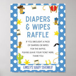 Spelskylt för Cute Blue Cowboy Baby Shower Poster