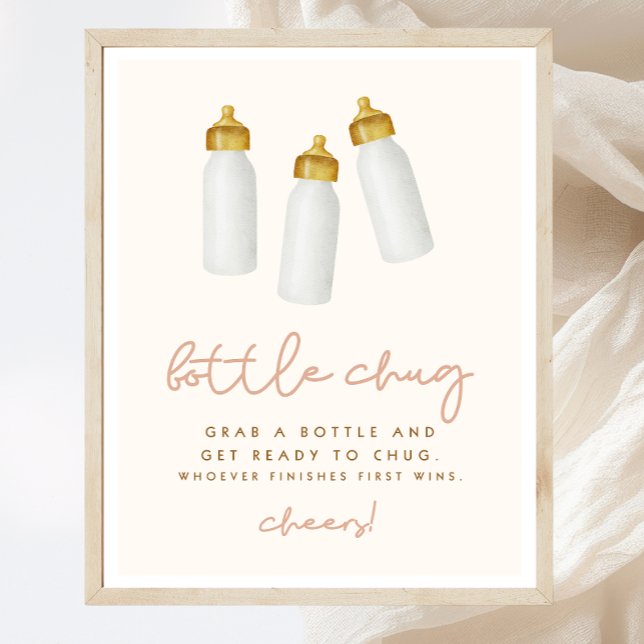 Spelskylt för flaska Chug Boho Baby Shower Poster (Skapare uppladdad)
