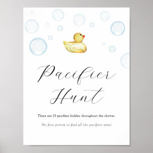 Spelskylt för Rubber Anka Nappar Hunt Baby Shower  Poster