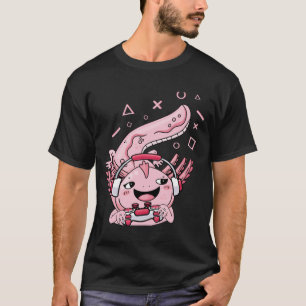 Spelspel Axolotl Cute Tecknad Axolotl Spelare T Shirt
