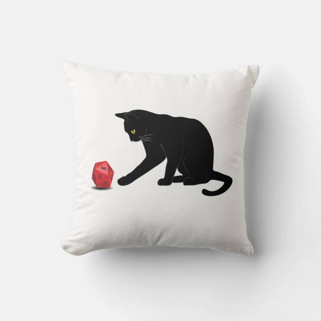 Spelspel för Cat Rolling Dice RPG-roll Kudde (Framsida)