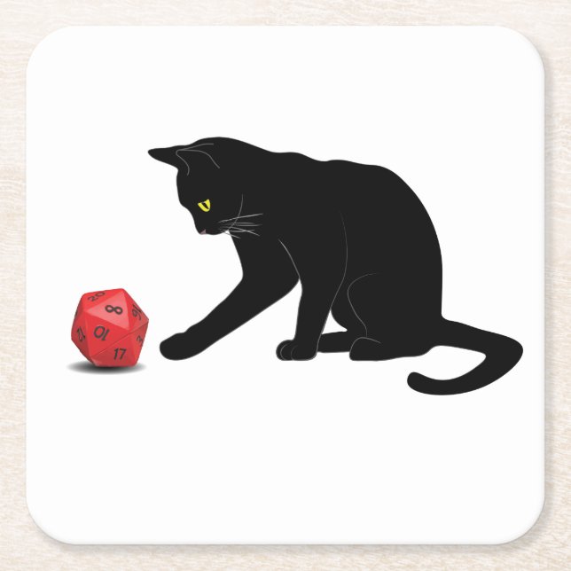 Spelspel för Cat Rolling Dice RPG-roll Underlägg Papper Kvadrat (Framsidan)