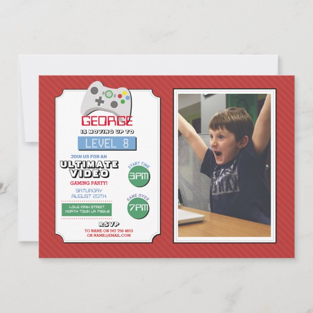 Spelspel för videospel, Party, Red Photo Books, sp Inbjudningar (Framsida)