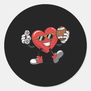 Spelspel Heart Video Games Fotboll Alla hjärtans d Runt Klistermärke