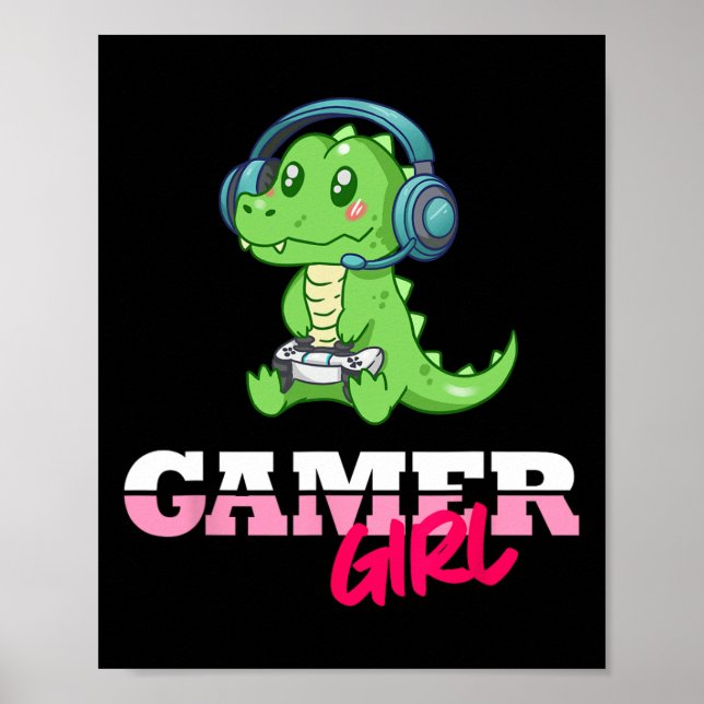 Spelspel i Alligator Gamer Girl Poster (Framsidan)
