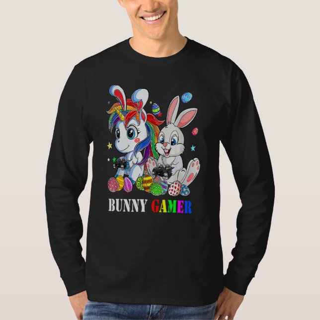 Spelspel i Bunny och Unicorn Eggs Påsk T Shirt (Framsida)