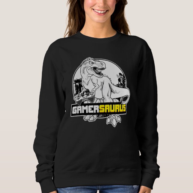 Spelspel i Gamersaurus Dinosaur Video Game T Shirt (Framsida)