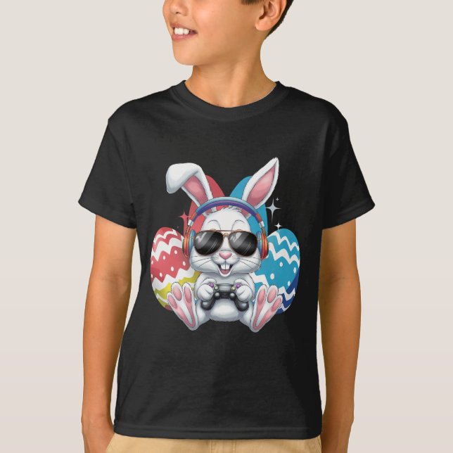 Spelspel i glad påsk Bunny Rabbit Gaming Gamer T Shirt (Framsida)