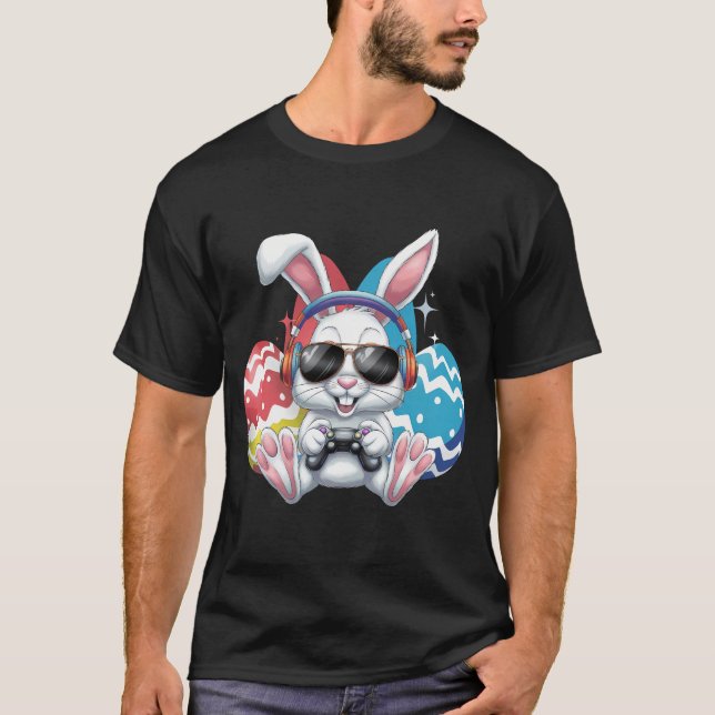 Spelspel i glad påsk Bunny Rabbit Gaming Gamer T Shirt (Framsida)