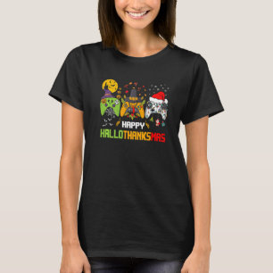 Spelspel i lycklig Hallothanksmas Video Games Cont T Shirt