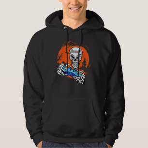 Spelspel i Skeleton Måne Video Game Gamer Hallowee Hoodie