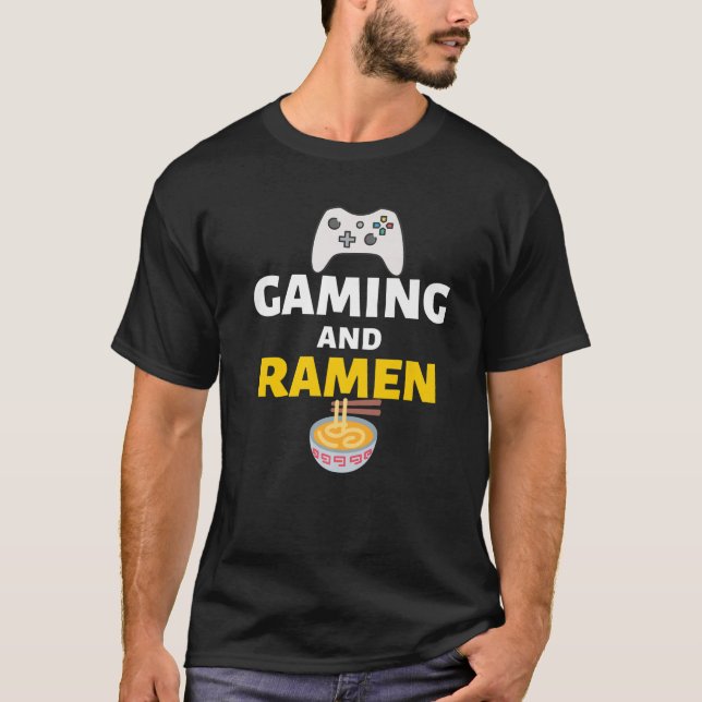 Spelspel och Ramen Gamers-fonmemorandum T Shirt (Framsida)