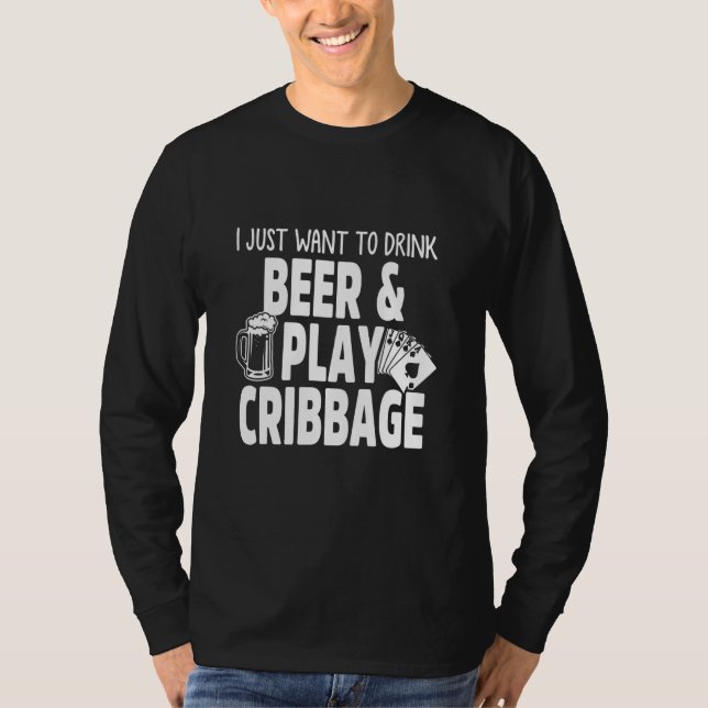 Spelspelare för Cribbage Beer Crib Card-kort T Shirt (Framsida)