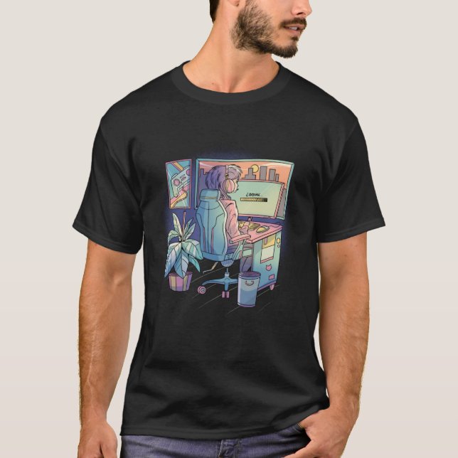 Spelspelare för Lofi Gamer-spel T Shirt (Framsida)