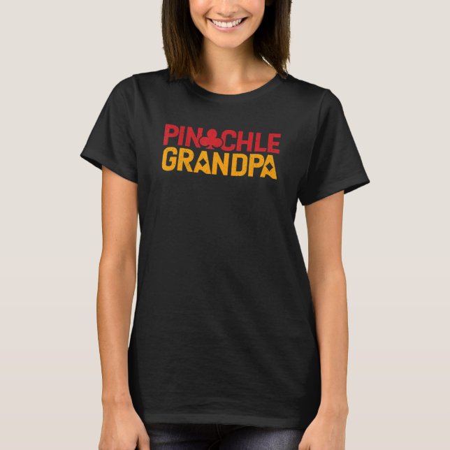 Spelspelare för Pinochle Grandpa-spel T Shirt (Framsida)